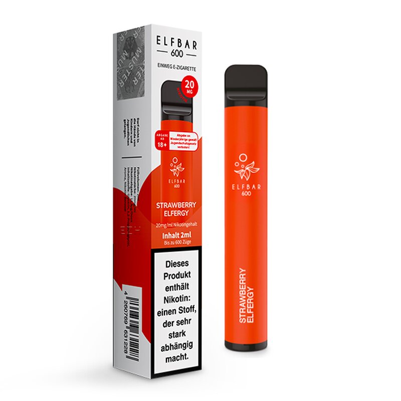 ELF Bar 600 - E-Zigarette - Strawberry Elfergy Mit Nikotin - 20mg/ml
