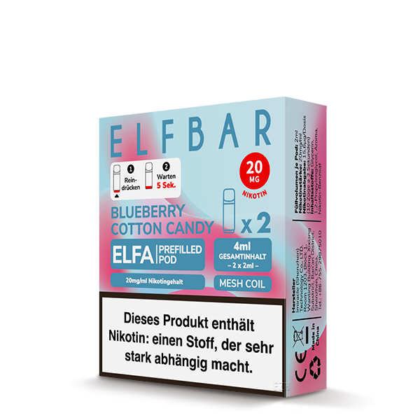 ELF Bar - ELFA - Prefilled Pods (2 Stück) - Blueberry Cotton Candy - 20mg/ml