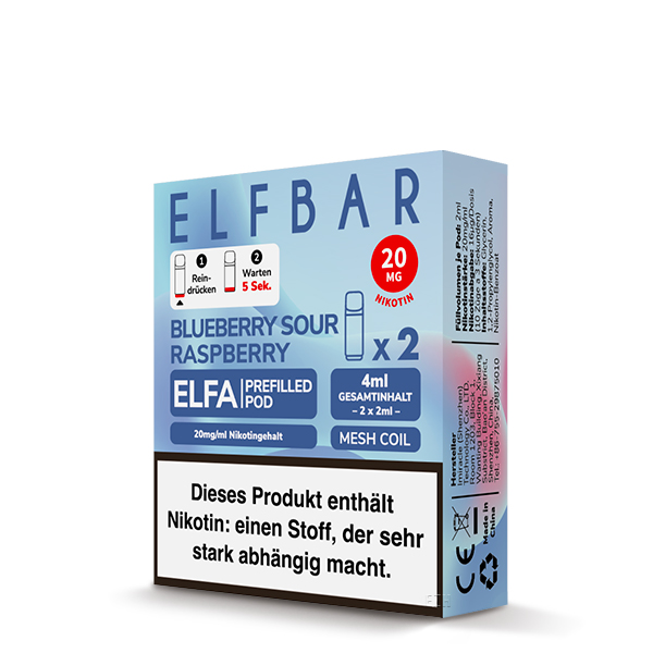 ELF Bar - ELFA - Prefilled Pods (2 Stück) - Blueberry Sour Raspberry - 20mg/ml